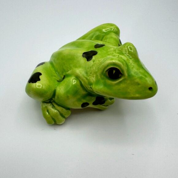 VTG Porcelain Green Frog Figurine SHELF SITTER 3.25"X3.25" Garden Animal Decor - Picture 2 of 14